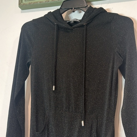 MISSPAP black shimmer galaxy long sleeve hooded pullover size women’s small - Picture 2 of 7